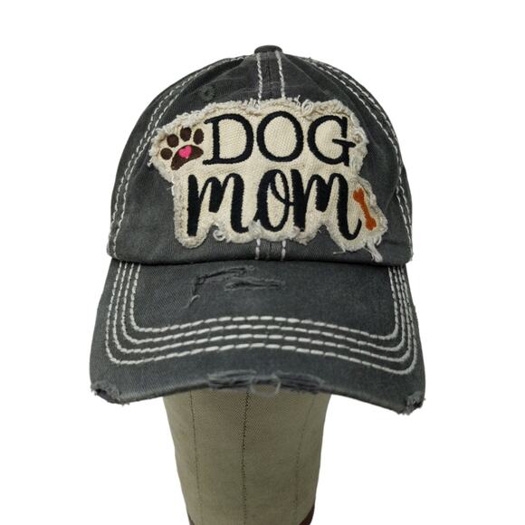 KBETHOS Dog Mom Strapback Hat Distressed Gray Embroidered Patch Logo - Picture 1 of 13